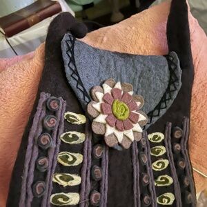 Handcrafted Felt Bag with Floral Design 100 percent wool
